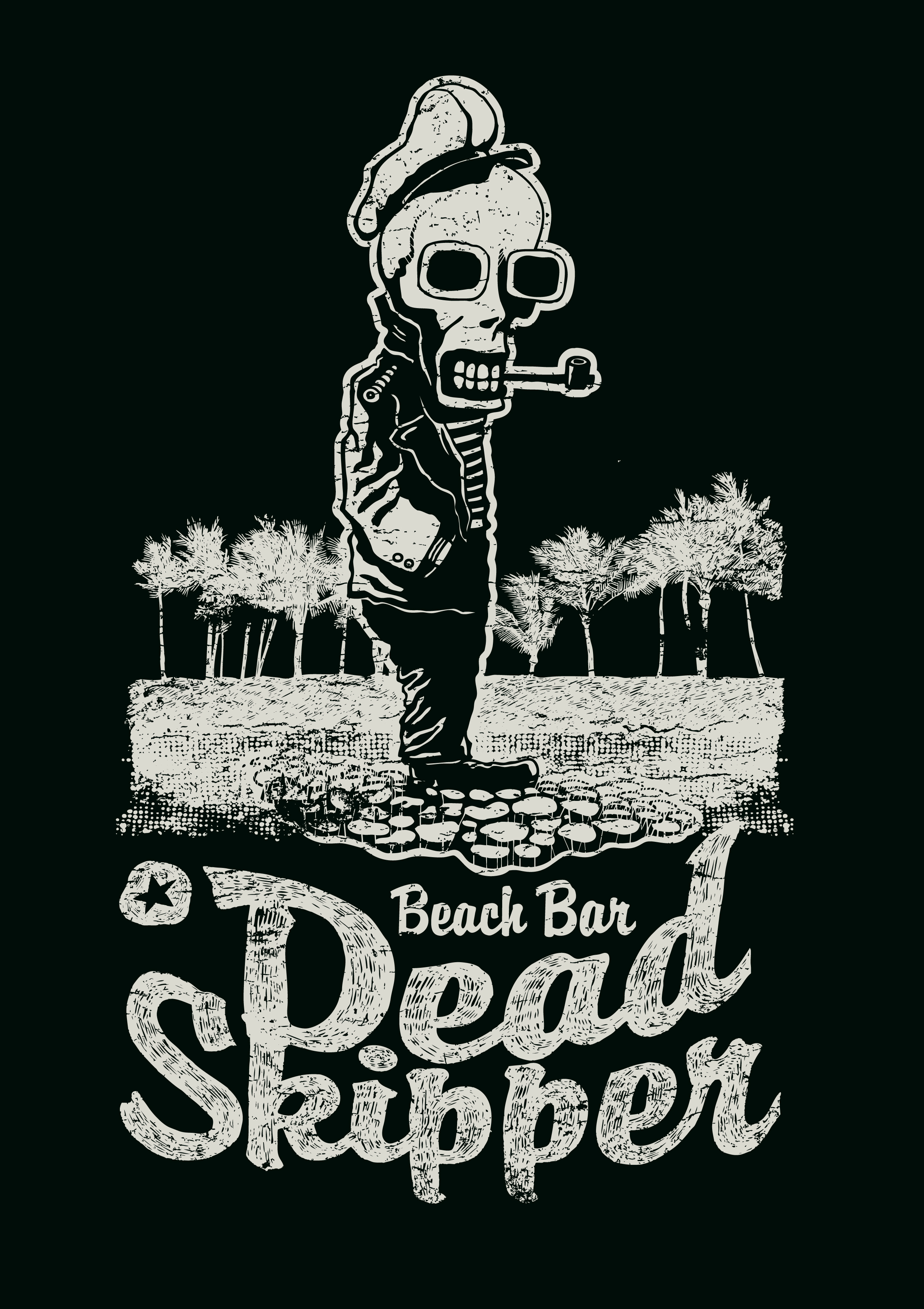 Beach Bar Dead Skipper T-Shirt Mockup Vector EPS